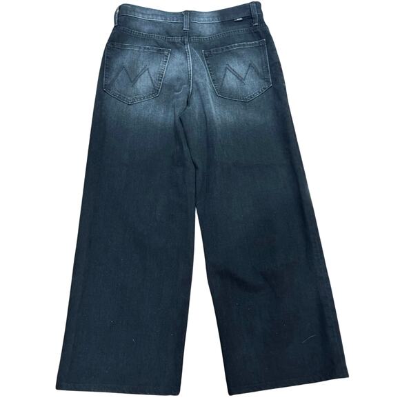 MOTHER The Spinner Zip Sneak Jeans Faded Black Magic 28 High Rise Wide Leg Denim - Picture 12 of 13